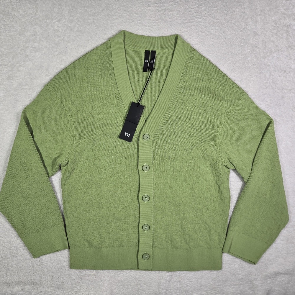 Mens XS OVERSIZE Y-3 Adidas Yohji Yamamoto Knit Cardigan‎ Green HEAVY Cotton